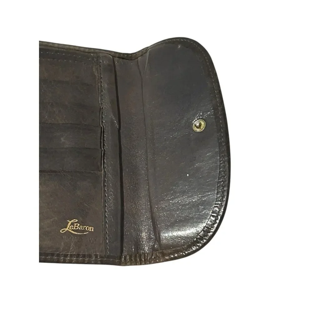 Le Baron MCM Genuine Buffalo Calf Leather Coin Wallet Ladies Change Holder Brown
